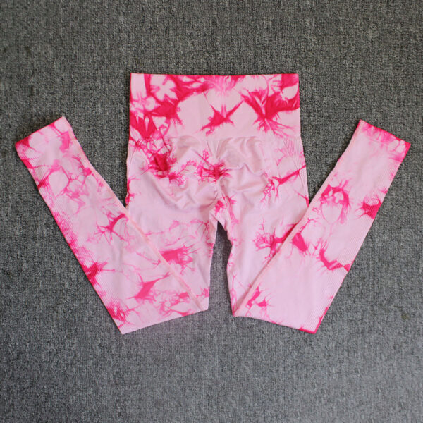 Popular seamless smiley face tie-dyed yoga pants high waist peach hip tights high elastic fitness pants - 图片 30